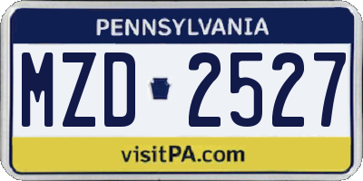 PA license plate MZD2527