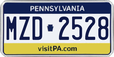 PA license plate MZD2528