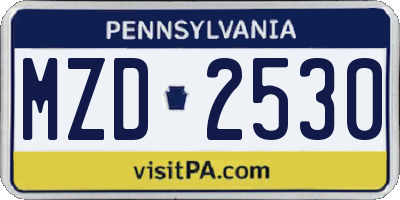 PA license plate MZD2530