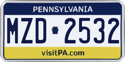 PA license plate MZD2532