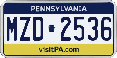 PA license plate MZD2536