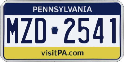 PA license plate MZD2541