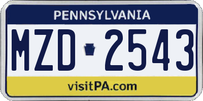PA license plate MZD2543