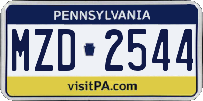 PA license plate MZD2544