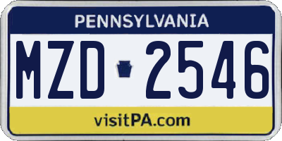 PA license plate MZD2546