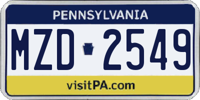 PA license plate MZD2549