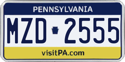 PA license plate MZD2555