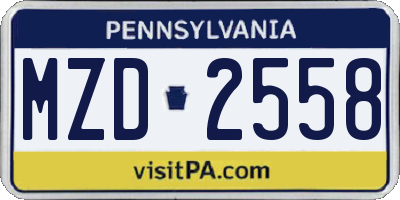 PA license plate MZD2558