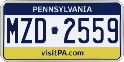 PA license plate MZD2559