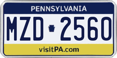 PA license plate MZD2560