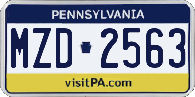 PA license plate MZD2563