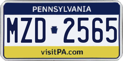 PA license plate MZD2565