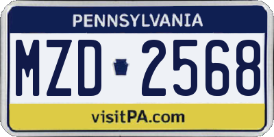 PA license plate MZD2568
