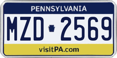 PA license plate MZD2569