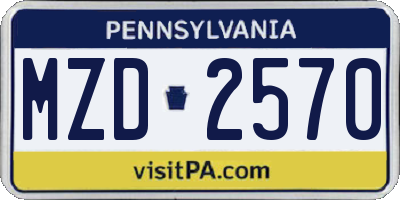 PA license plate MZD2570