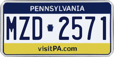PA license plate MZD2571