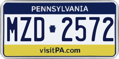 PA license plate MZD2572