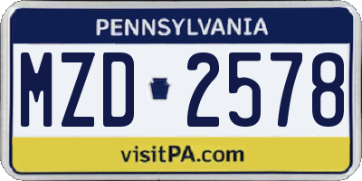 PA license plate MZD2578