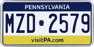 PA license plate MZD2579