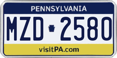 PA license plate MZD2580