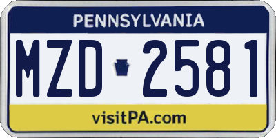 PA license plate MZD2581