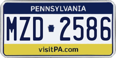 PA license plate MZD2586