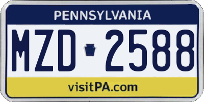 PA license plate MZD2588