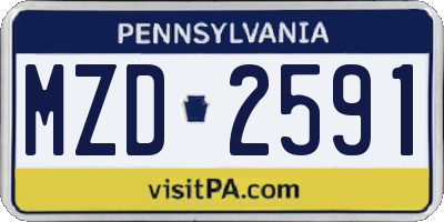PA license plate MZD2591