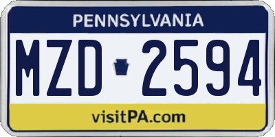 PA license plate MZD2594