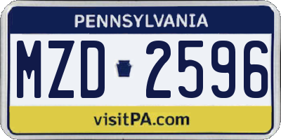 PA license plate MZD2596