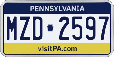 PA license plate MZD2597
