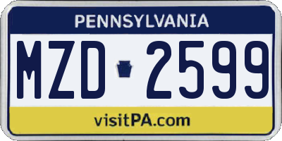 PA license plate MZD2599