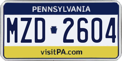PA license plate MZD2604