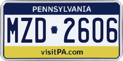 PA license plate MZD2606