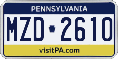 PA license plate MZD2610