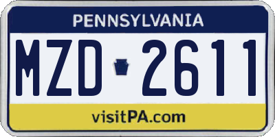 PA license plate MZD2611