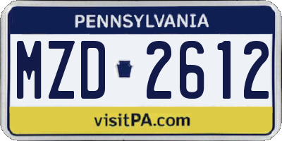 PA license plate MZD2612