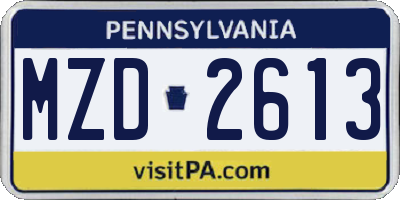PA license plate MZD2613