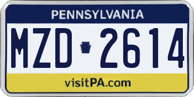PA license plate MZD2614