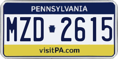 PA license plate MZD2615