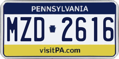 PA license plate MZD2616