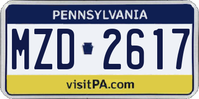 PA license plate MZD2617