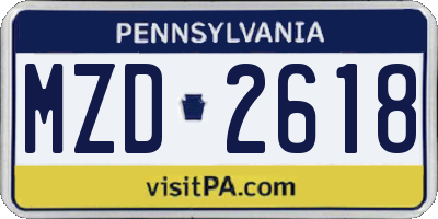 PA license plate MZD2618
