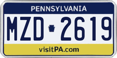 PA license plate MZD2619