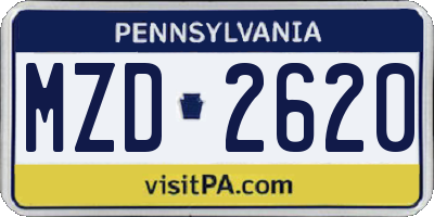 PA license plate MZD2620