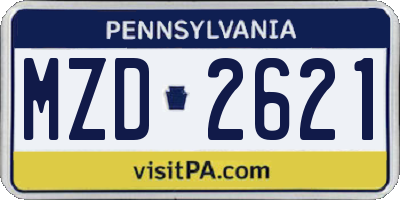 PA license plate MZD2621