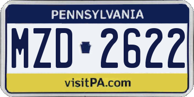 PA license plate MZD2622