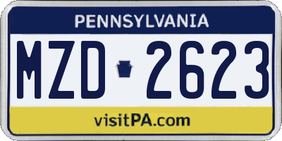PA license plate MZD2623