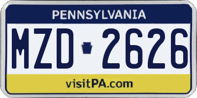 PA license plate MZD2626