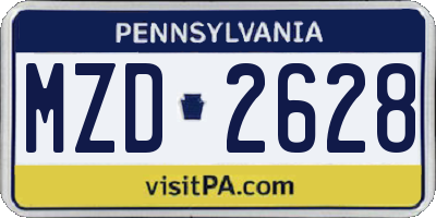 PA license plate MZD2628